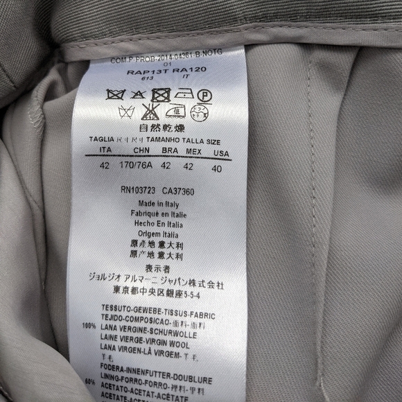 Giorgio Armani gray wool lightweight trousers pants Size 6 Made in Italy - Picture 4 of 4